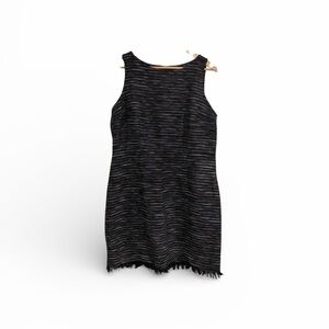 ALYX Elegant Black and White Women's Sleeveless Shift Dress Fringe Hem
